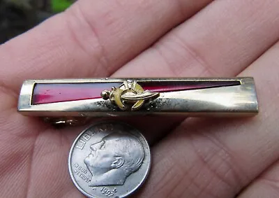 Vtg SHRINERS Tie Bar CLIP Masonic Anson Shrine GOLD Mason RARE VG+ • $24.99