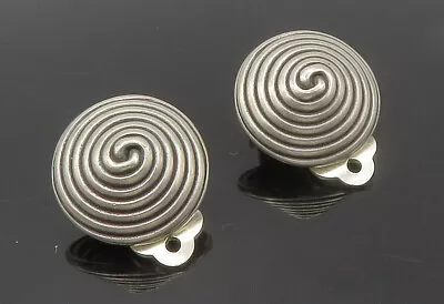 MMA 925 Sterling Silver - Vintage Shiny Spiral Dome Non Pierce Earrings - EG7561 • $65.93