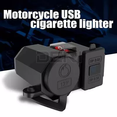 Waterproof Motorcycle Handlebar Dual-USB Phone Charger Socket Cigarette Lighter • $17.99