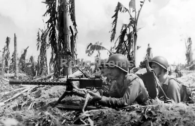 WW2 Picture Photo US Marines With M1919 Browning Machine Gun Guam 1944. 1516 • $5.90