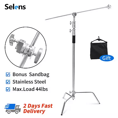 Heavy Duty 10ft C Stand Light Boom Gobo Arm Grip Head Stainless Steel 1/4  3/8  • £73.99