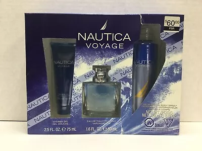 Nautica Voyage Gift Set Shower Gel 2.5 OZ  Cologne 1.6 OZ & Body Spray 6.0 OZ • $34.95