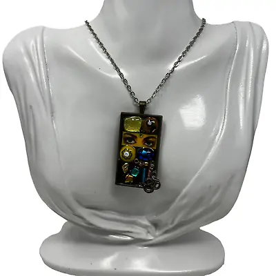 Third Eye Mosiac Necklace Mixed Metals Beads Colorful Steampunk Pendant • $14.99