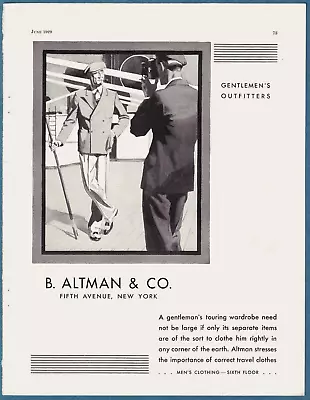 1929 B. ALTMAN & CO. ~ A GENTELMAN'S TOURING WARDROBE ~ Correct Travel Clothes • $16.95