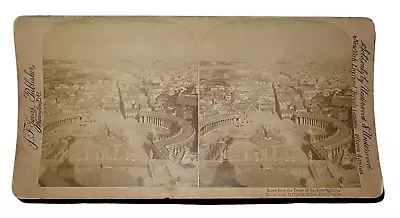 Rome Italy Stereoview Card From The Dome Of St. Peters Basilica Church 1890's • $7.48