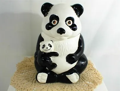 VINTAGE PANDA BEAR And BABY BEAR COOKIE JAR • $55.99