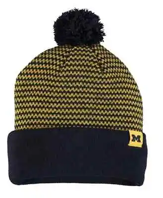 NWT Michigan Wolverines Nike Women's Stripe Cuffed Knit Hat With Pom - Navy • $15