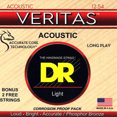 £12.95 • Buy DR VTA-12 Veritas Phosphor Bronze Acoustic Guitar Strings Light 12-54
