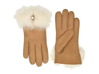 UGG 241509 Womens Pile Bow Water Resistant Sheepskin Gloves Chestnut Size S/P • $93.50