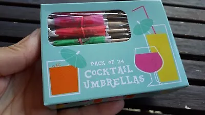 £1.99 • Buy 24 Hawaiian Paper Cocktail Umbrellas For Drinks Parties Mixed Colours BNIB