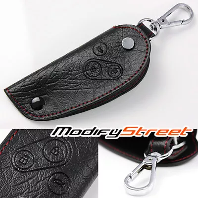 For Honda Key Red Stitch/pvc Leather Remote Smart Key Chain Fob Case Bag Holder • $9.99