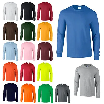 GILDAN Mens Long Sleeve T Shirt Ultra Classic Fit Plain Cotton Crew Top G2400 • £8.99