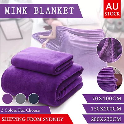 Fleece Blanket Large Sofa Throw Light Weight Faux Fur Mink Double & King Size AU • $30.99