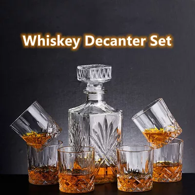 NEW Vintage Scotch Whiskey Decanter Glass 750ml Pieces Bottle Tumbler 7PCS AU • $47.99