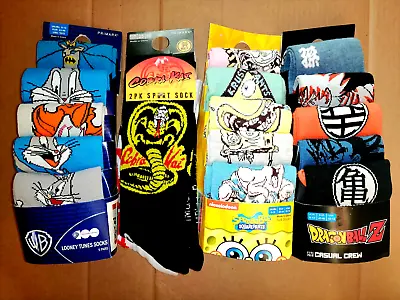 SpongeBob Looney Tunes Dragon Ball Z Cobra Kai Mens Socks Job Lot Size UK 9-12 • £24