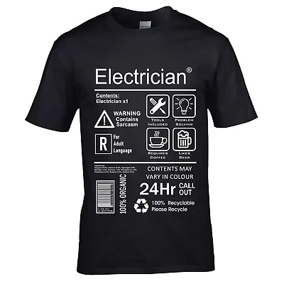£13.95 • Buy Funny Electrician Package Care Instructions Mens T-shirt Top Electrical Engineer