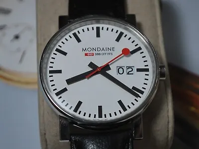 Nice MONDAINE Official Swiss Railways Men's Watch W/Original Box • $207.25