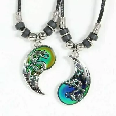 NEW Mood Dragon Yin Yang 2 Pendants Friendship Necklace Set USA SELLER • $9.98