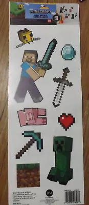 NEW MINECRAFT Gamers Wall Stickers 9 Decals Peel And Stick Vinyl Decorations • $12.99