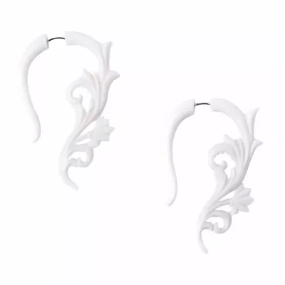 £26.28 • Buy Fake Ear Stretcher Earrings Bone Rococo Scroll Vine Long Tribal - 81stgeneration