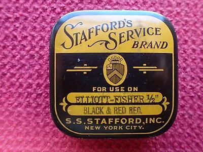 Vintage Stafford’s Service Typewriter Ribbon Tin With Ribbon For Elliott Fisher • $18