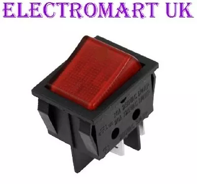 Dpst Illuminated Neon Red Rocker Switch On Off 16 Amp 250 Volt Ac • £3.98