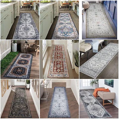 Clearance Runner Rug/ Beautiful Blue Hallway Runners/ Machine Washable 80x300cm • $79.99