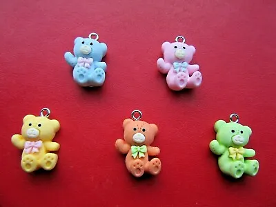£2.99 • Buy Teddy Bear Resin Charms Pendants Baby  X 5