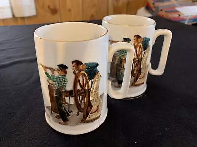 Norman Rockwell Museum Mugs-River Pilot-Set Of 2-1985 • $7.99