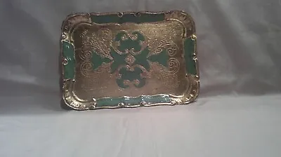 Vintage Wooden Bureau / Vanity Tray Gold And Green • $15