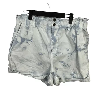 Universal Thread Tie Dye Short Blue White Paper Bag High Rise Cuffed Size L U2 • £24.08