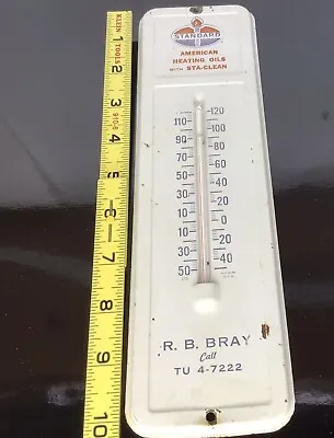 Vintage 1960s Standard American Heating Oil Wall Thermometer Works Great • $50.36