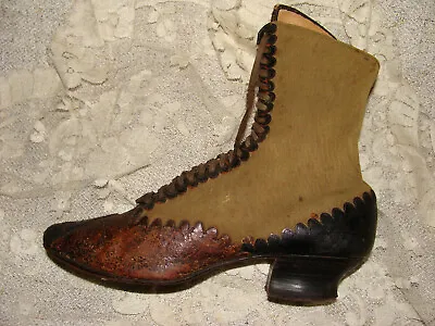 $55 • Buy One (1) For Decor Antique 1890s Victorian Era Spool Heel Womans Shoe