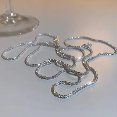 925 Silver Gypsophila Flash Chain Necklace Clavicle Women's Charm Jewelry Gift • $1.86