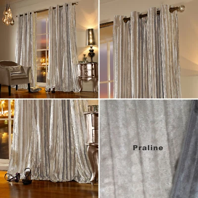 £98.99 • Buy Designer Ashley Wilde Iliana Velvet Velour Eyelet Ring Top Curtain Pair Praline