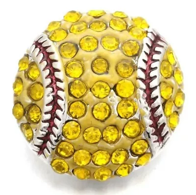 Snap Jewelry Rhinestone Crystal Softball Sport 18-20mm Charm Fits Ginger Charms • $5.99