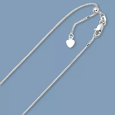 $156.99 • Buy 0.70mm Up To 22  Solid Adjustable Box Chain Necklace Real 14K White Gold 2.20gr
