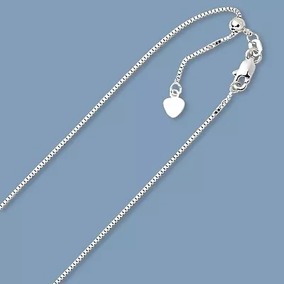 0.70mm Up To 22  Solid Adjustable Box Chain Necklace Real 14K White Gold 2.20gr • $191.20