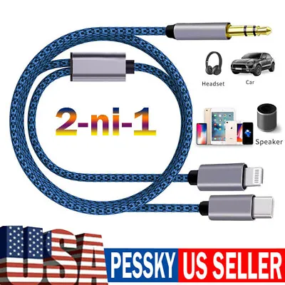 2 In 1 Type-C IOS To 3.5mm AUX Audio Cord Cable For Google Pixel 8 Pro 7A 6 6A 5 • $9.99