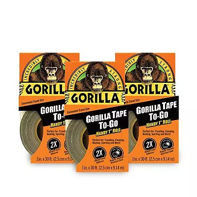 Gorilla Tape Mini Duct Tape To-Go 1  X 10 Yd Travel Size Black (Pack Of 3) • $16.59