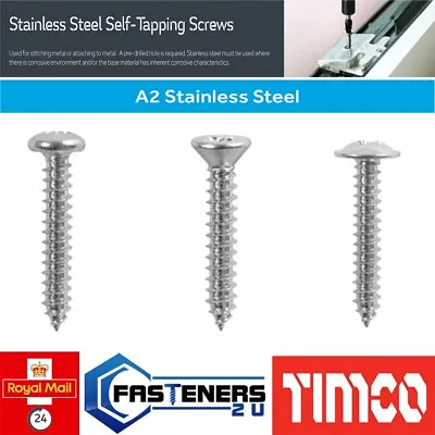 Self Tapping Screws Tappers A2 STAINLESS STEEL Pz Pan Head Countersunk Flange • £3.35