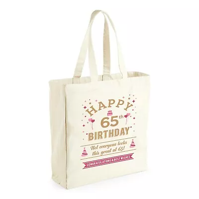 65th Birthday Gift Idea For Her Women Lady Shopping Bag Present Tote 65 • £12.95