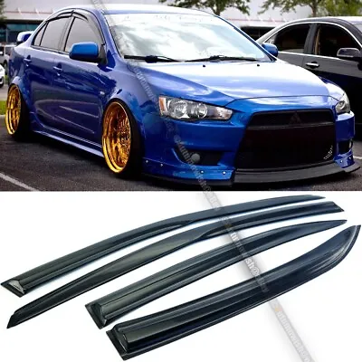 For 08-17 Lancer EVO 10 X Mugen Style 3D Wavy Tinted Window Visor Vent • $28.95