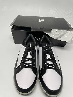 Footjoy Contour Casual DJ Morris 54271 White/Black 13 Men's With Box FREE SHIPPI • $69.60