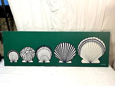 Vtg MCM 70's Original Marushka Canvas Screen Print Fabric Art Sea Shells 36 X12  • $129.99
