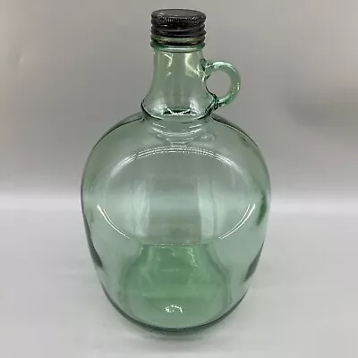 Gallon Glass Jug Handled Bottle Green With Black Cap Marked 3L (3 Liter) • $25