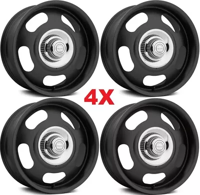 17 Rally Wheels Rims C10 C-10 17x9 American Racing Black W/ Derby Cap • $916