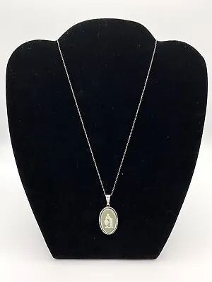 £5.99 • Buy Wedgwood Sterling Silver Sage Green Jasperware Pendant Chain Necklace Hallmarked