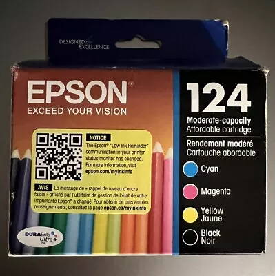 Epson 124 Black C/M/Y 4pk Combo Ink Cartridges - Black CyanMagentaYellow • $18