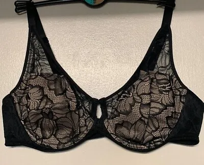 Brand New Ex M&S Floral Lace Lift Underwired Non Padded Full Cup Bra 36B Black • £7.99